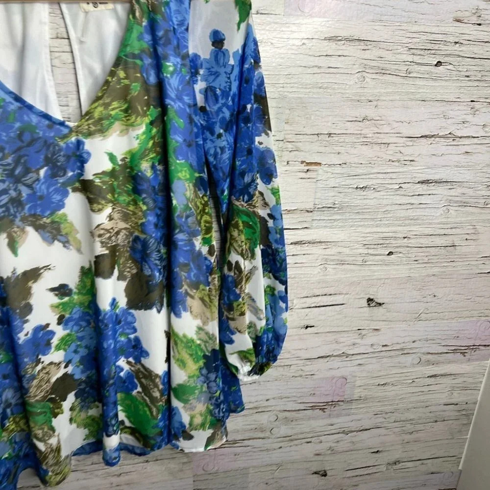 Show Me Your Mumu Donna Michelle Tunic Dress Medium Blue Floral - Picture 2 of 8